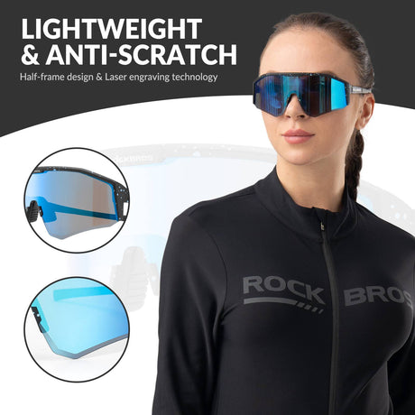 ROCKBROS gepolariseerde sportbril met verstelbare pootjes#kleur_zwart