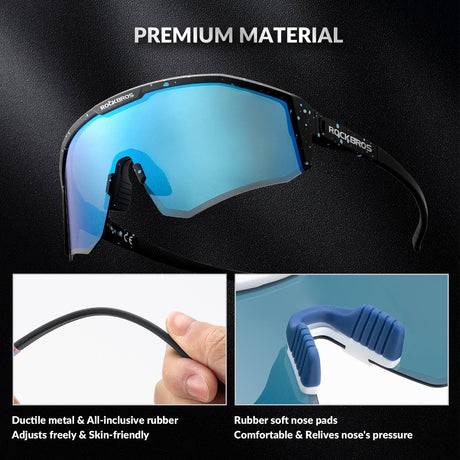 ROCKBROS gepolariseerde sportbril met verstelbare pootjes#kleur_zwart