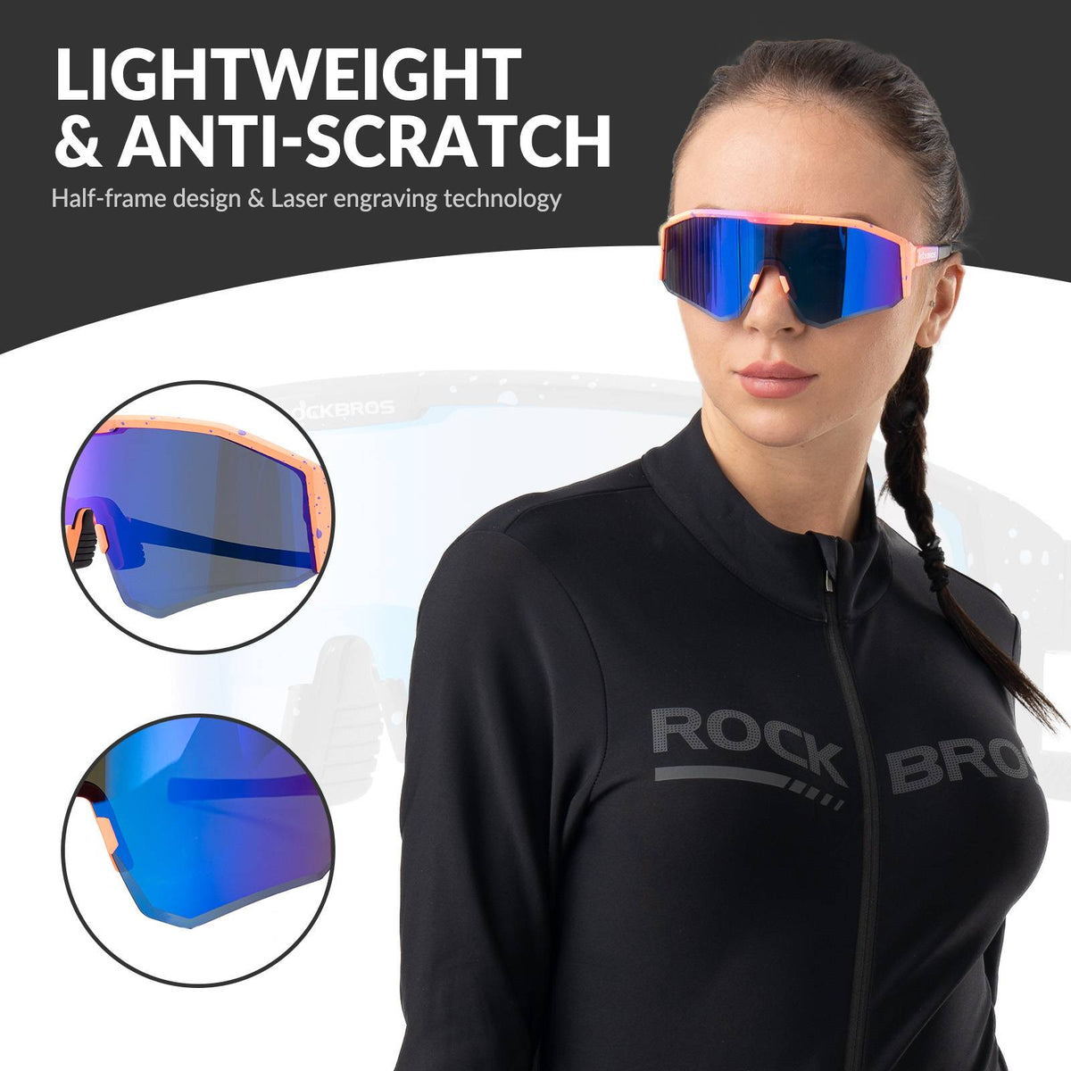 ROCKBROS gepolariseerde sportbril met verstelbare pootjes#kleur_roze