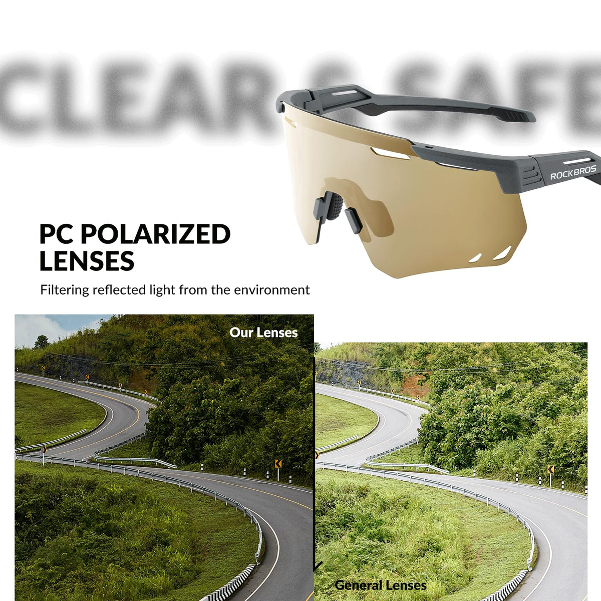 ROCKBROS gepolariseerde fietsbril uv400#kleur_grijs