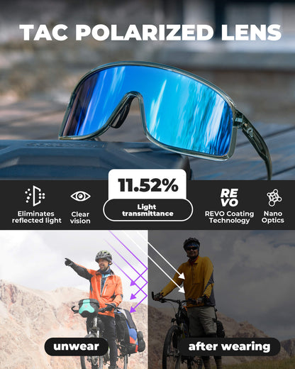 ROCKBROS gepolariseerde fietsbril uv400 met licht tr90 montuur unisex#kleur_antracietgrijs