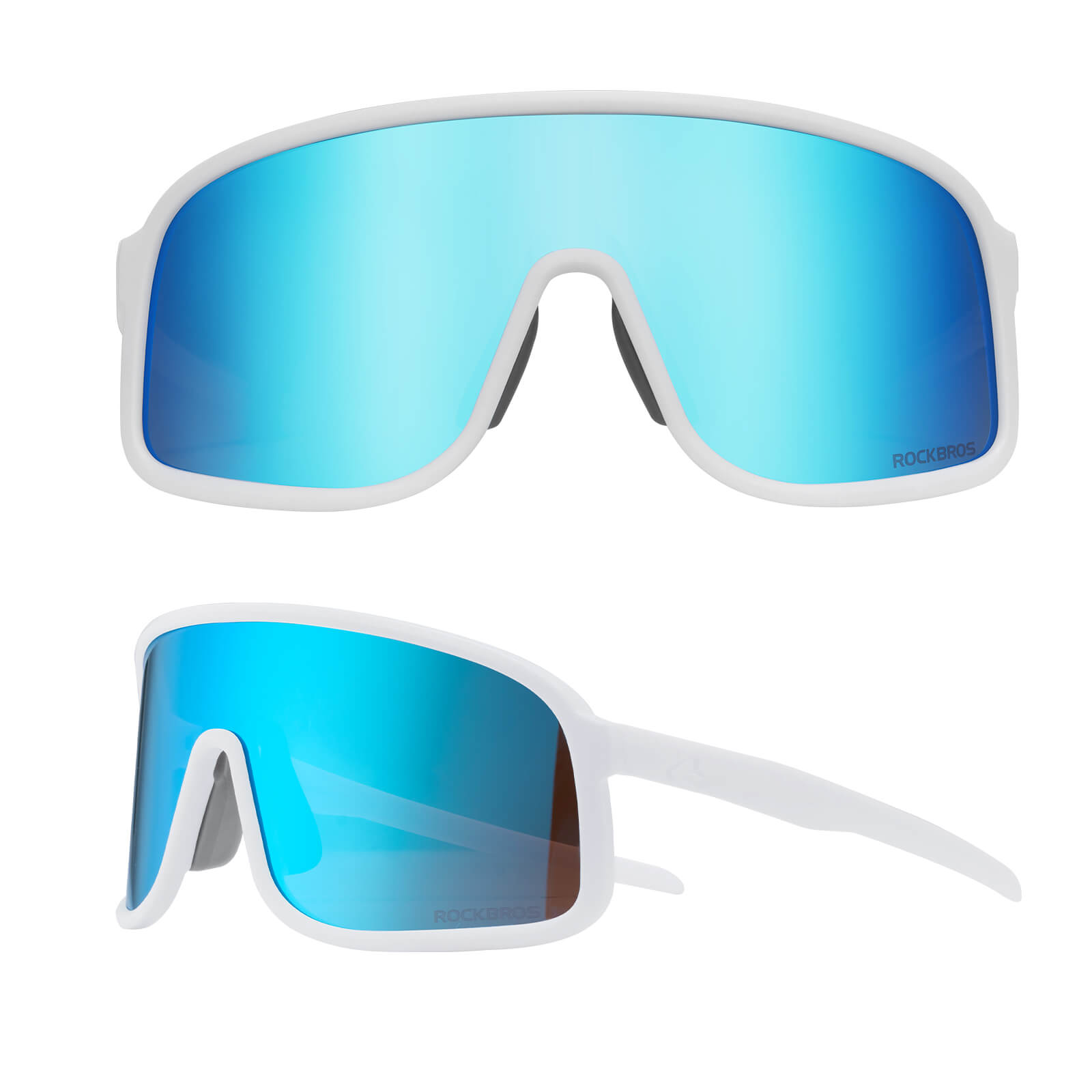 ROCKBROS gepolariseerde fietsbril uv400 met licht tr90 montuur unisex#kleur_wit