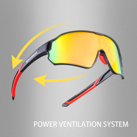 ROCKBROS gepolariseerde sportbril uv400 met tr90 frame#kleur_zwart rood