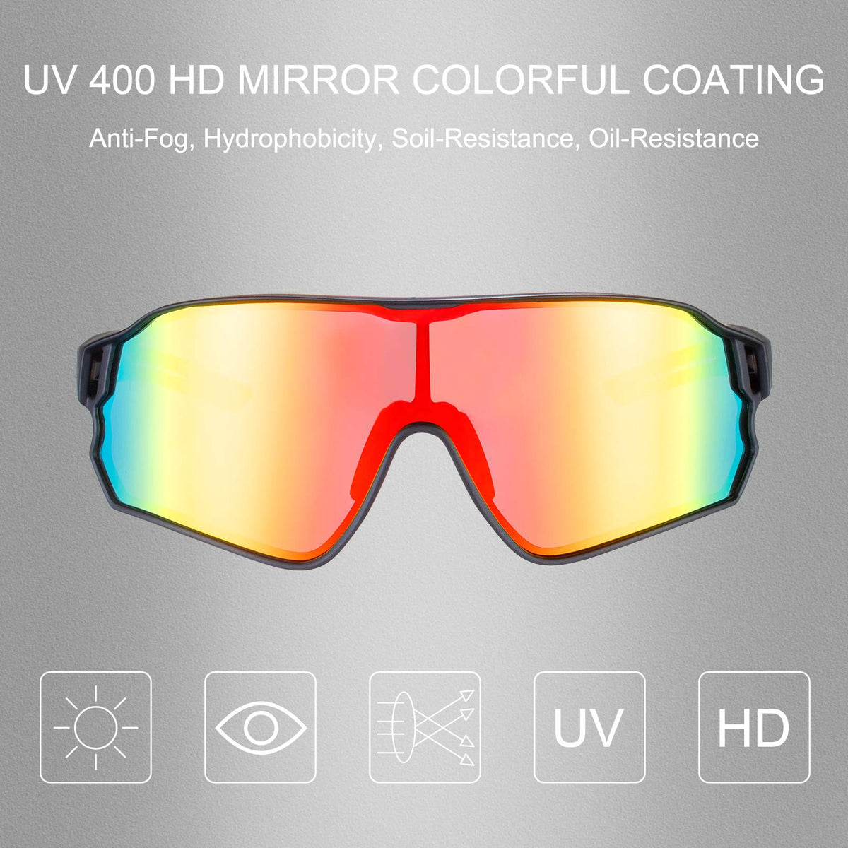 ROCKBROS gepolariseerde sportbril uv400 met tr90 frame#kleur_zwart rood