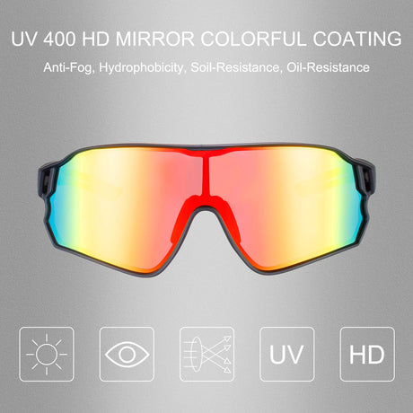 ROCKBROS gepolariseerde sportbril uv400 met tr90 frame#kleur_zwart rood