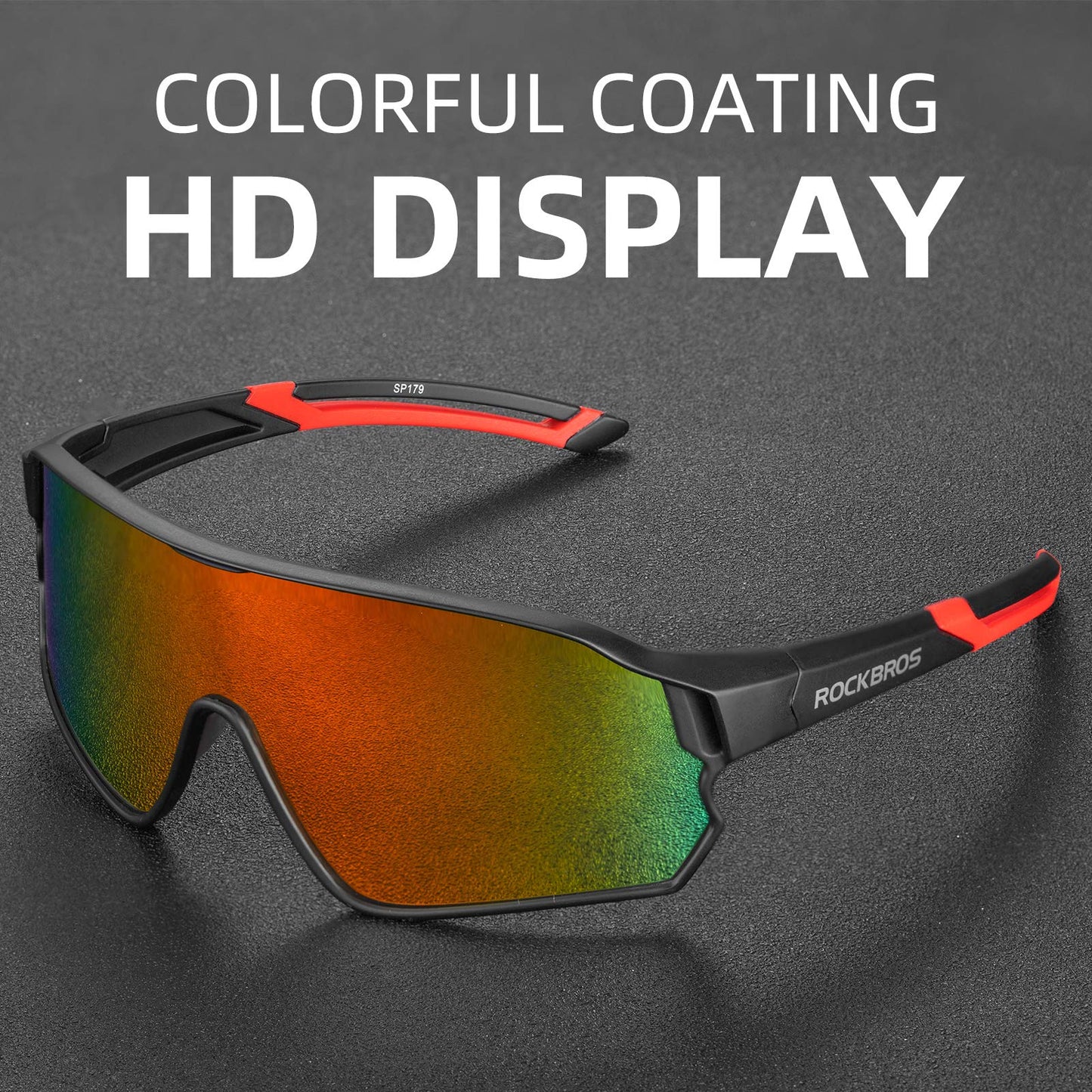 ROCKBROS Polarized Sunglasses UV 400 Protection TR90 Frame Outdoor Sports #Color_Black Red