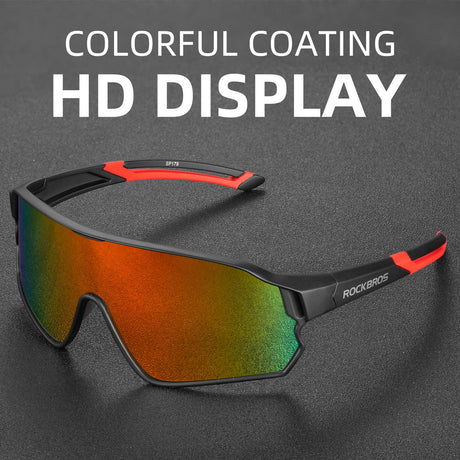 ROCKBROS gepolariseerde sportbril uv400 met tr90 frame#kleur_zwart rood