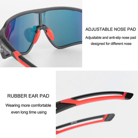 ROCKBROS gepolariseerde sportbril uv400 met tr90 frame#kleur_zwart rood