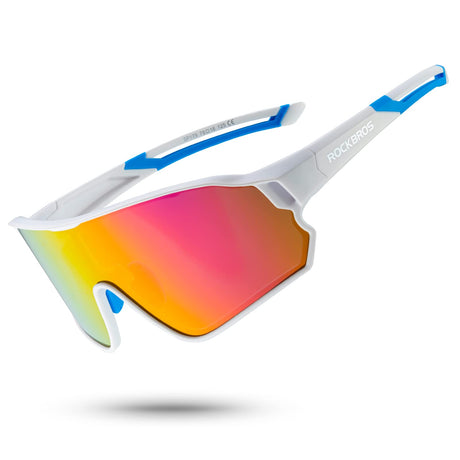 ROCKBROS gepolariseerde sportbril uv400 met tr90 frame#kleur_wit blauw