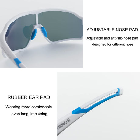 ROCKBROS gepolariseerde sportbril uv400 met tr90 frame#kleur_wit blauw