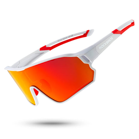 ROCKBROS gepolariseerde sportbril uv400 met tr90 frame#kleur_wit rood