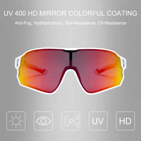 ROCKBROS gepolariseerde sportbril uv400 met tr90 frame#kleur_wit rood