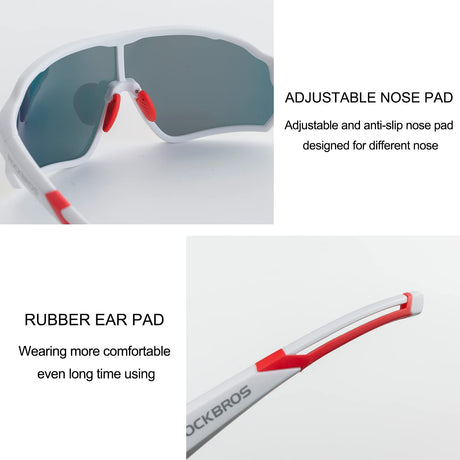 ROCKBROS gepolariseerde sportbril uv400 met tr90 frame#kleur_wit rood