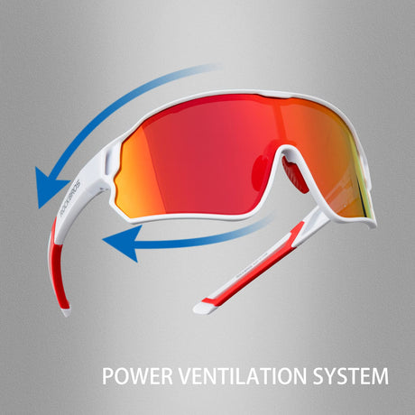 ROCKBROS gepolariseerde sportbril uv400 met tr90 frame#kleur_wit rood