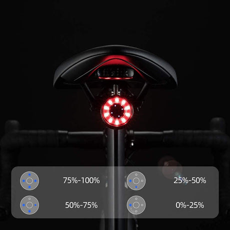 ROCKBROS q1 smart achterlicht waterproof led remlicht 7 lichtkleuren