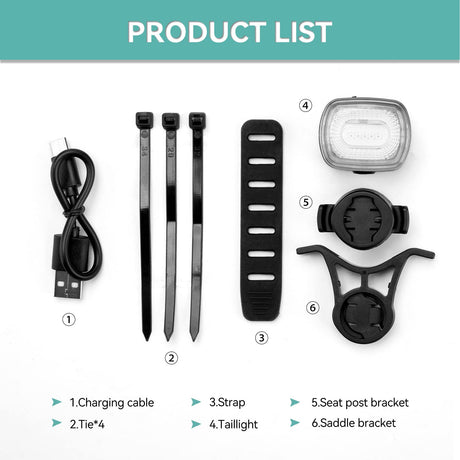 ROCKBROS q4 smart achterlicht waterproof led remlicht usb oplaadbaar
