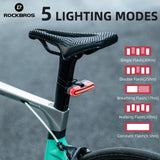 ROCKBROS achterlicht usb oplaadbaar remsensor 5 standen