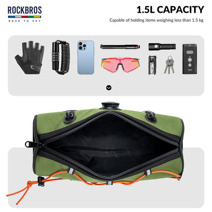 ROCKBROS Road-to-Sky Bicycle Handlebar Bag Front Bag for Bikes 5 Colors #Color_Army Green