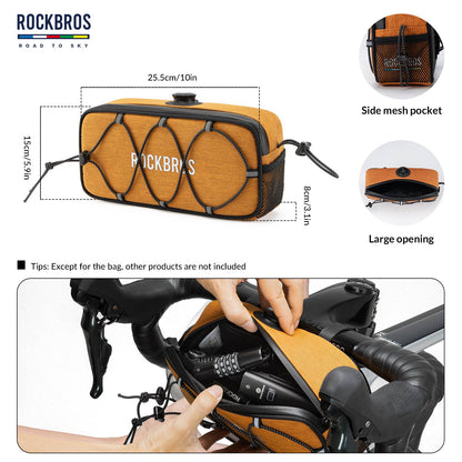 ROCKBROS Road-to-Sky Bicycle Handlebar Bag Waterproof Front Bag 1.9L #Color_Orange