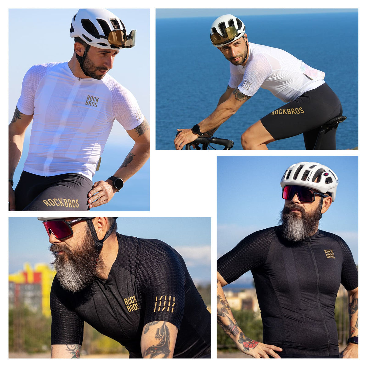 ROCKBROS heren short-sleeve fietsshirt diamond pattern#wit