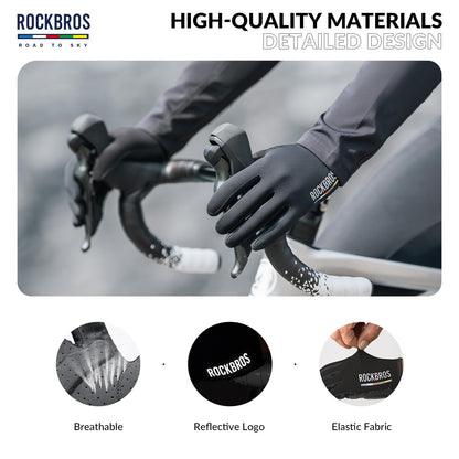 ROCKBROS Road-to-Sky Spring Summer Cycling Gloves Full Finger Touch Screen #Color_Black