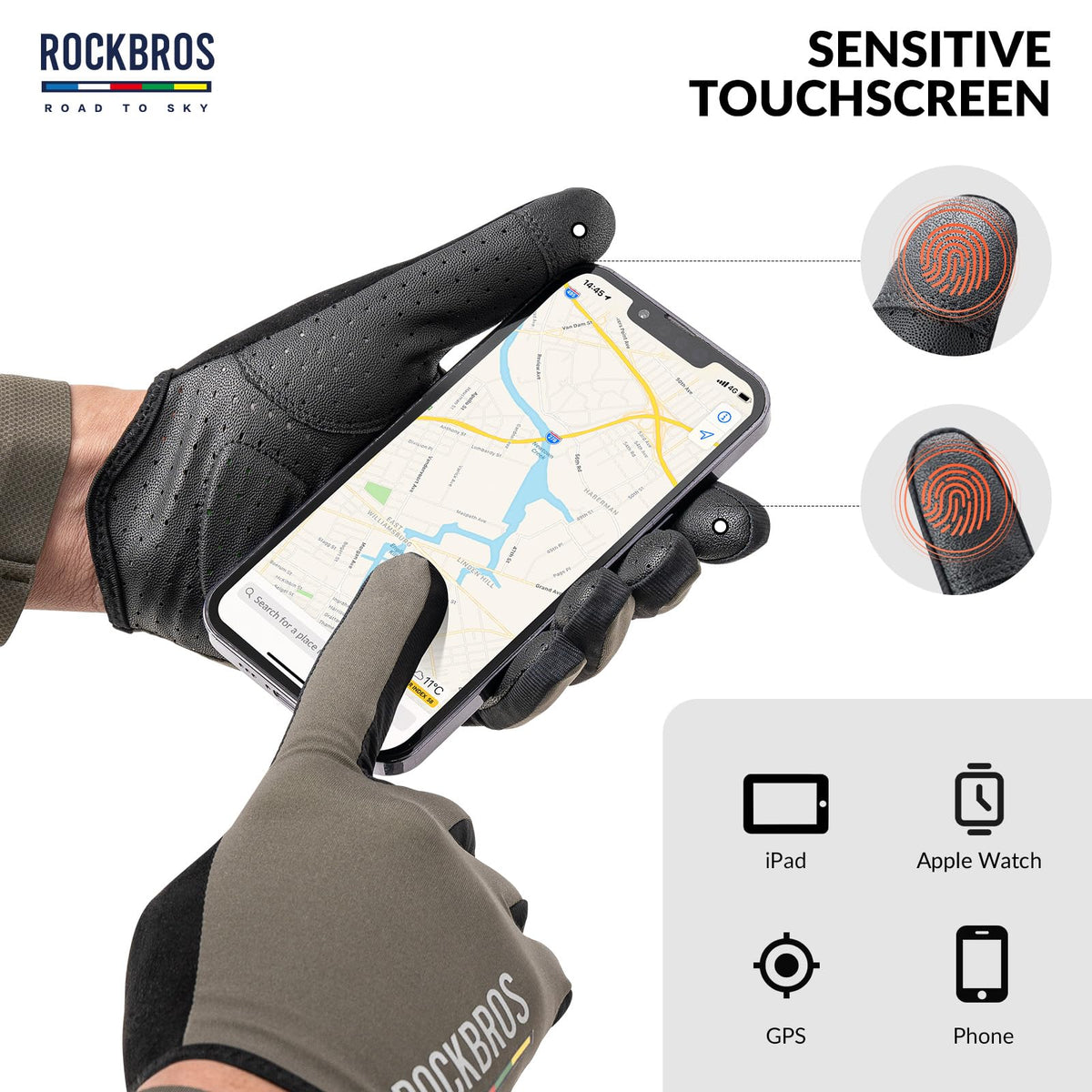 Road-to-Sky lange fietshandschoenen met touchscreen