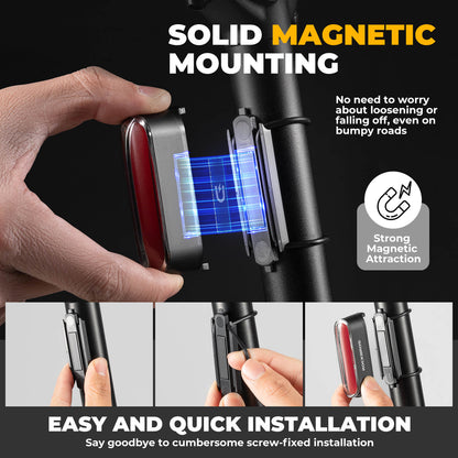 ROCKBROS smart achterlicht magnetisch oplaadbaar waterproof hoge zichtbaarheid