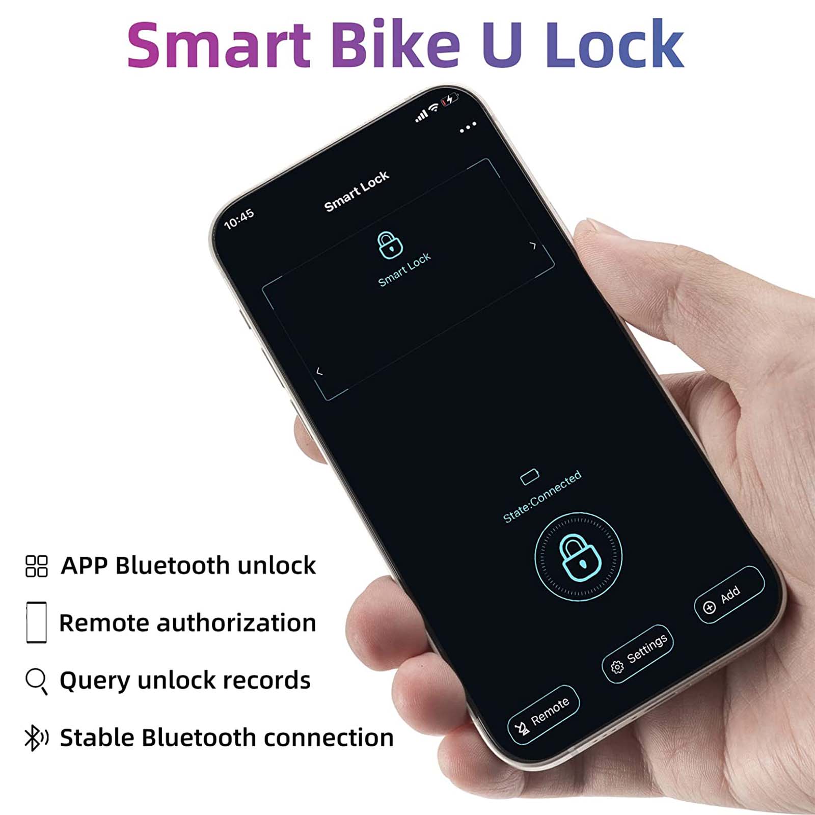ROCKBROS smart fiets u-slot waterdicht met vingerafdruk en app-bediening