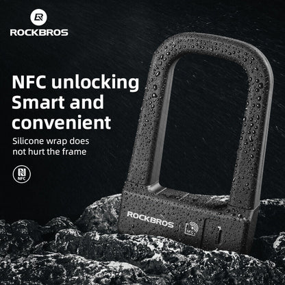 ROCKBROS smart u-vormig fietsslot met nfc, veilig en duurzaam voor optimale bescherming