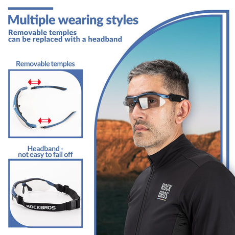 ROCKBROS fotochromische sportbril met hoofdband#stijl_blauw fotochromisch lenzen