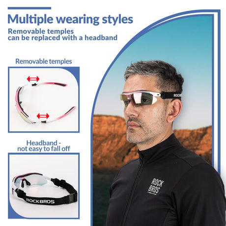 ROCKBROS fotochromische sportbril met hoofdband#stijl_roze fotochromisch lenzen
