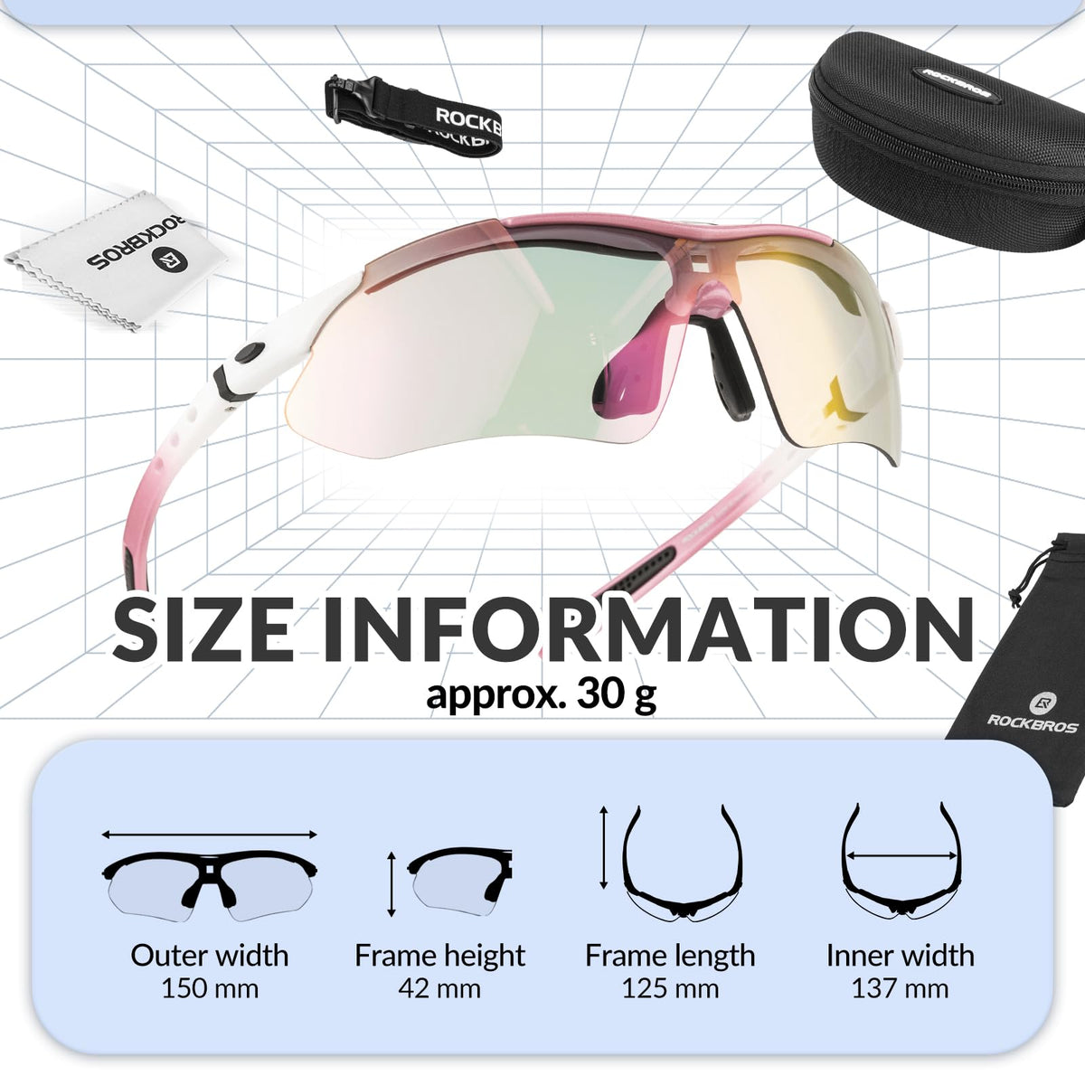 ROCKBROS fotochromische sportbril met hoofdband#stijl_roze fotochromisch lenzen