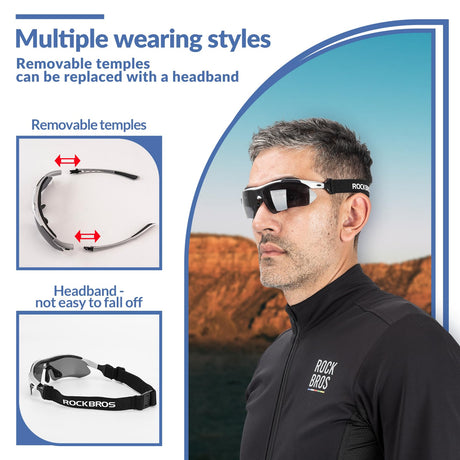 ROCKBROS fotochromische sportbril met hoofdband#stijl_zilver gepolariseerd lenzen