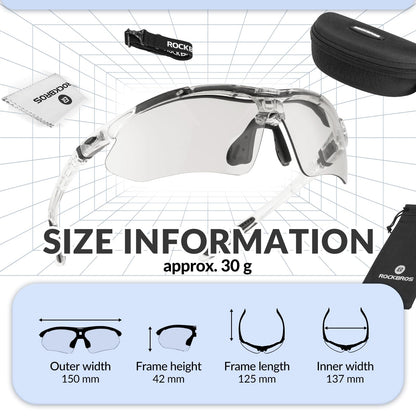 ROCKBROS Sports Sunglasses Photochromic Sunglasses with Headband #Style_Transparent-photochromic Lenses