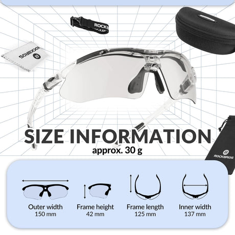 ROCKBROS fotochromische sportbril met hoofdband#stijl_transparant fotochromisch lenzen