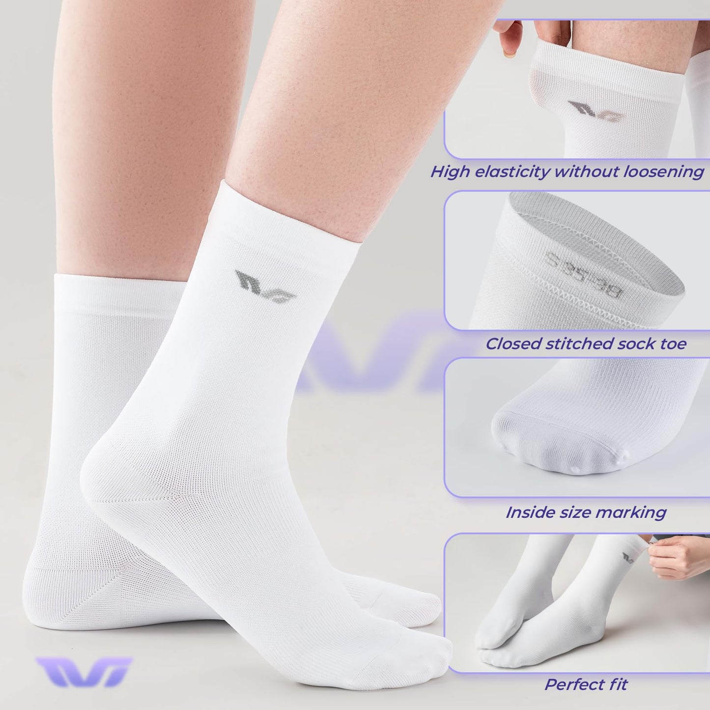 ROCKBROS TVI Performance Cycling Socks 2-Pairs Lightweight Breathable Crew - ROCKBROS-UK
#Color_White