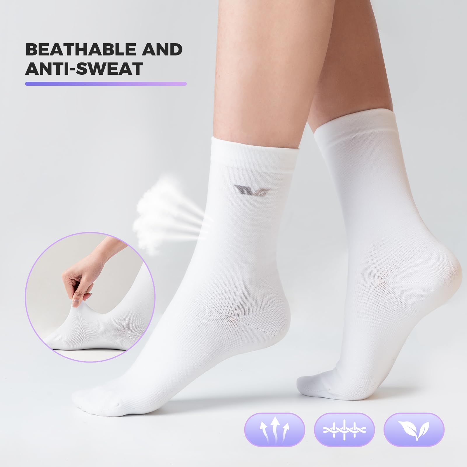 ROCKBROS TVI Performance Cycling Socks 2-Pairs Lightweight Breathable Crew - ROCKBROS-UK
#Color_White