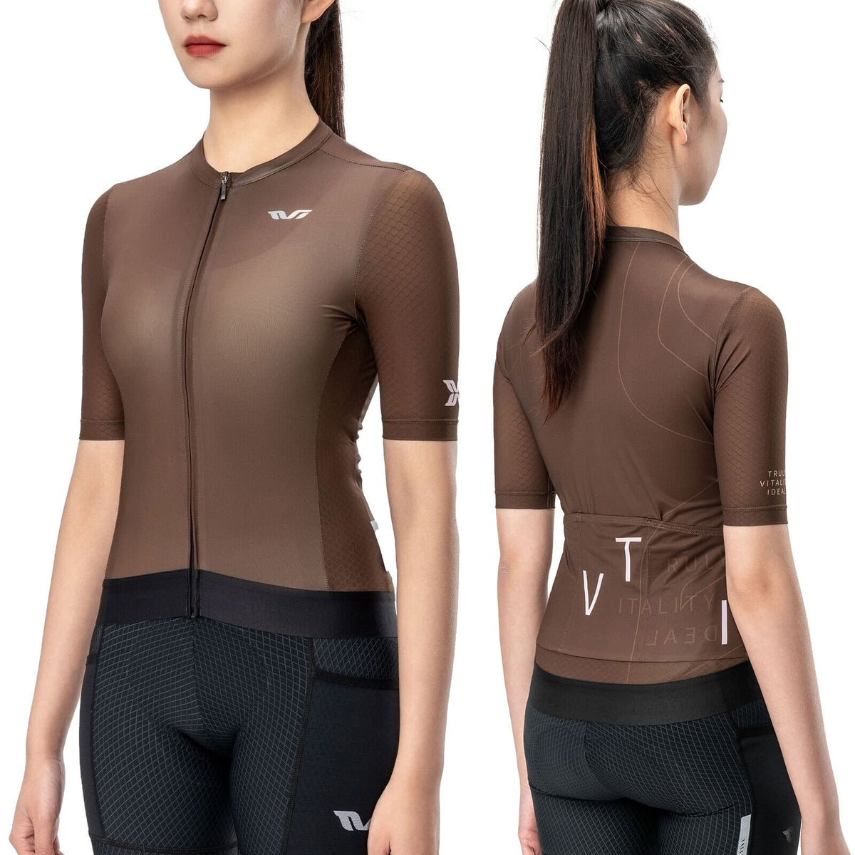 ROCKBROS tvi dames fietsshirt ademend korte mouw brown#asian_size_s_(eu_size_xs)