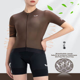 ROCKBROS tvi dames fietsshirt ademend korte mouw brown#asian_size_l_(eu_size_m)