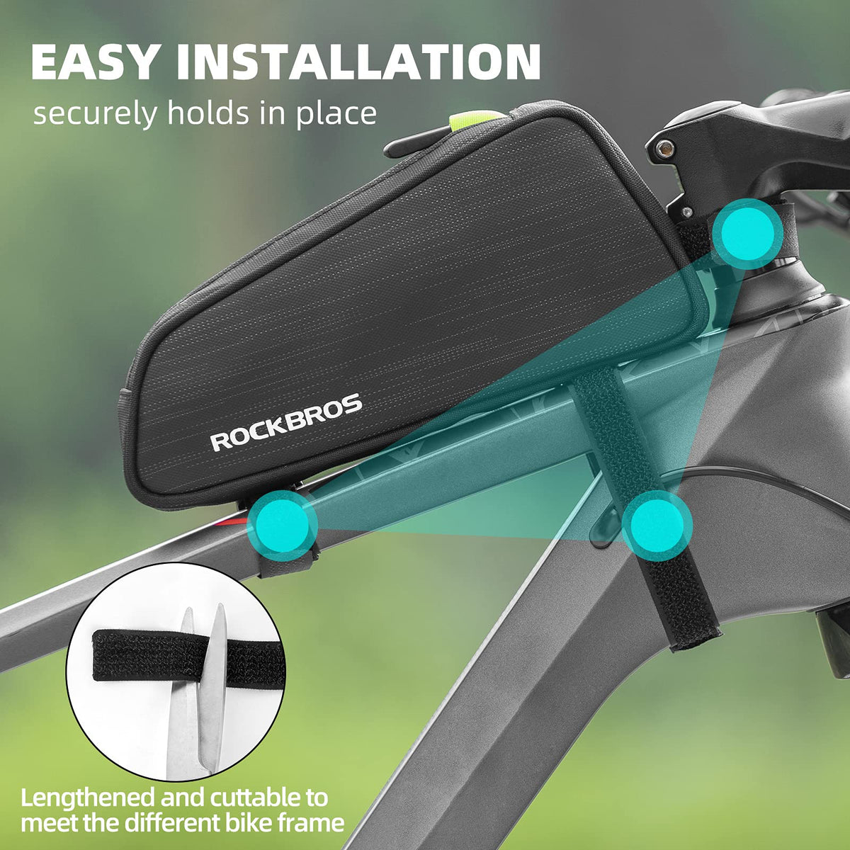 ROCKBROS slanke bovenbuis fietstas mesh zijvak telefoon 6,5" 1,1l