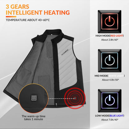 ROCKBROS USB Electric Heated Vest 3-Temperature Levels Washable Winter Vest - ROCKBROS-UK