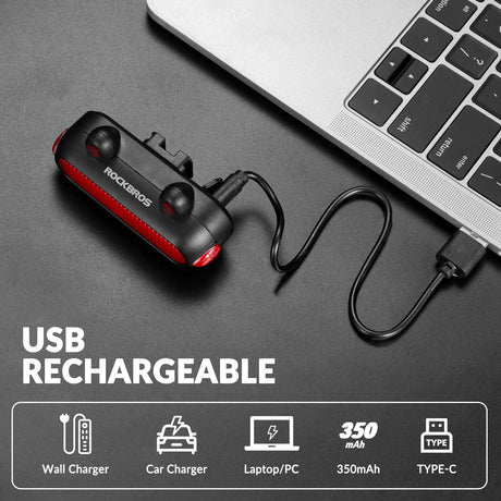 ROCKBROS usb oplaadbaar waterproof led achterlicht 5 standen