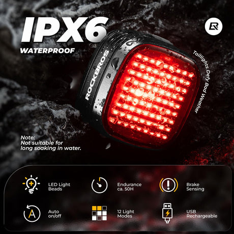 ROCKBROS waterproof ultra helder led achterlicht 4 standen