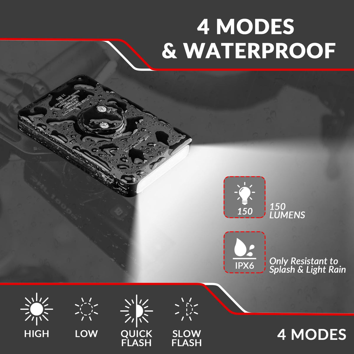 ROCKBROS waterproof fietskoplamp met powerbank voor bikepacking