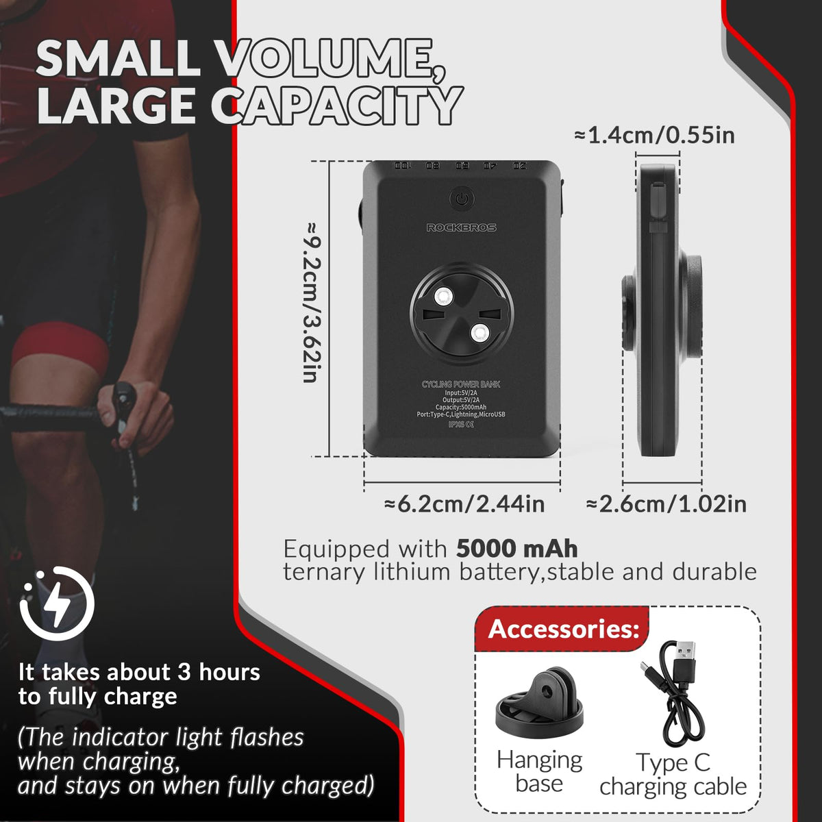 ROCKBROS waterproof fietskoplamp met powerbank voor bikepacking