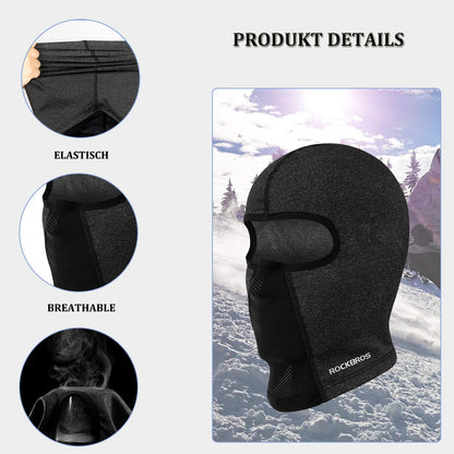 ROCKBROS Windproof Balaclava Winter Face Cover  Thermal Fleece Neck Warmer #Style_Black