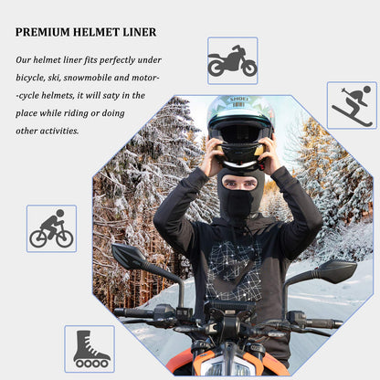 ROCKBROS Windproof Balaclava Winter Face Cover  Thermal Fleece Neck Warmer #Style_Black-With holes for glasses