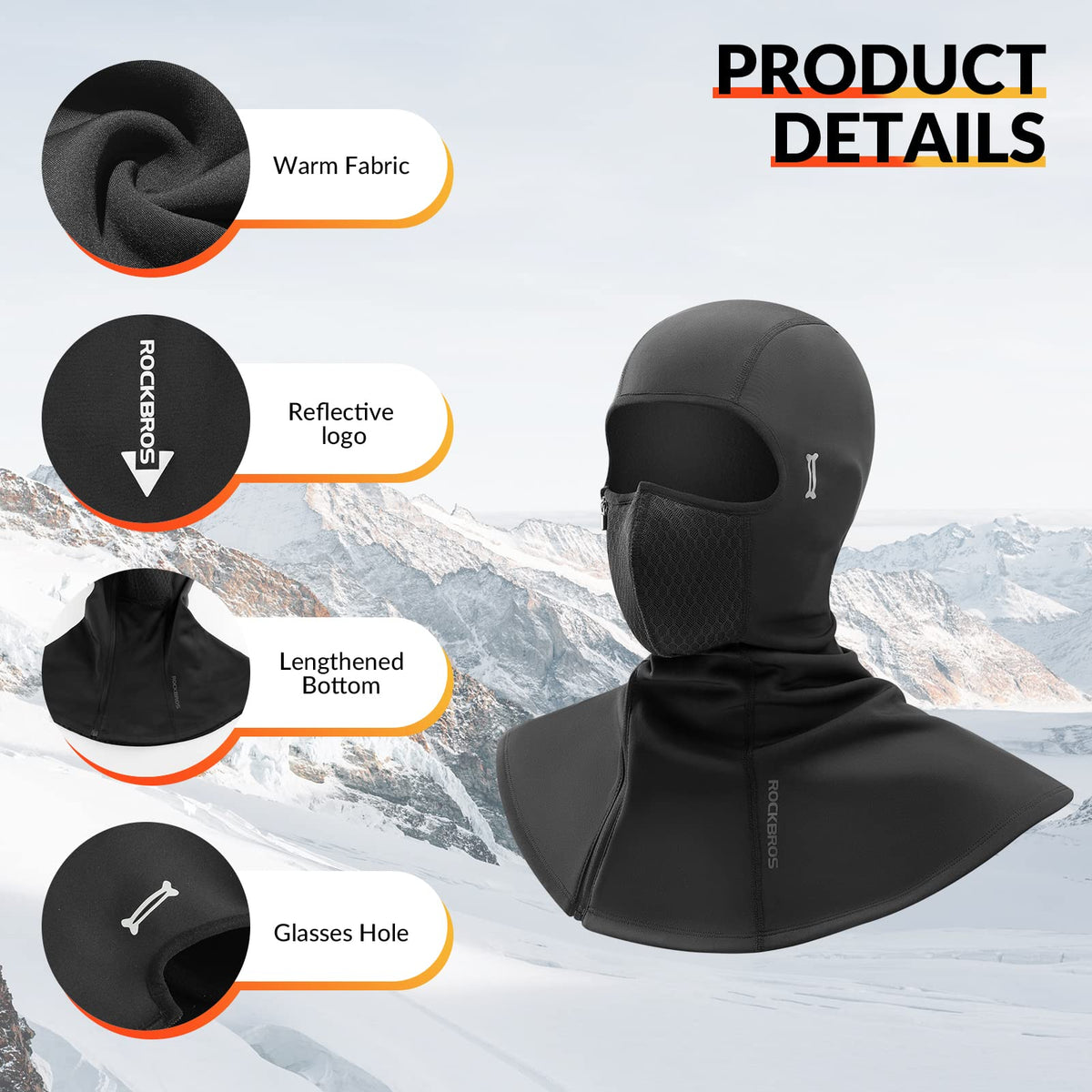 Thermische fleece bivakmuts met verstelbaar masker