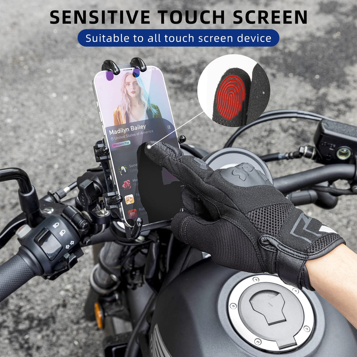 Lange fietshandschoenen met knokkelbescherming en touchscreen
