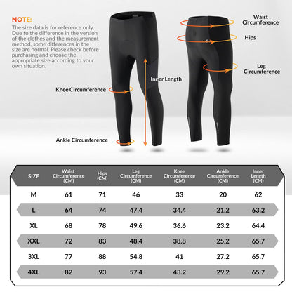 ROCKBROS Winter Padded Cycling Leggings Thermal Reflective Windproof Pants